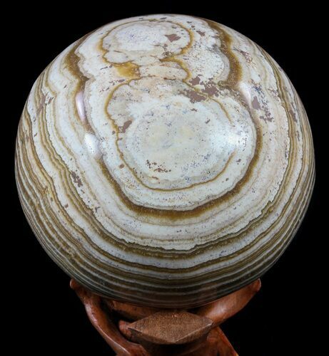 Polished, Banded Aragonite Sphere - Morocco #57001